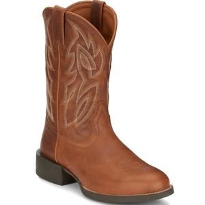 NEW JUSTIN men's rendon brown western boots - ee width in cognac